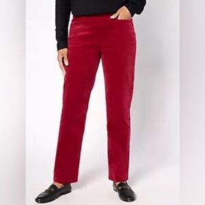 *NWOT* Denim & Co. Women’s Cranberry Soft Stretch Velvet Straight Leg Pant, M